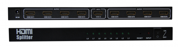 텔레비젼 8에서 영상 쪼개는 도구 8 항구 HDMI 쪼개는 도구 1을 위한 1.4a 1x8 8 항구 hdmi 쪼개는 도구 밖으로