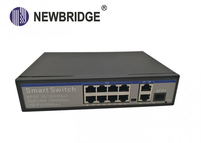 8 2 기가비트 항구 PoE 이더네트 스위치 Cat5/5e/6 1개의 SFP 항구를 가진 표준 네트워크 케이블